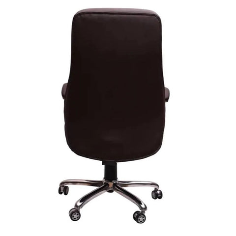 Elegant High Back Quilted Executive Chair in Brown Leatherette