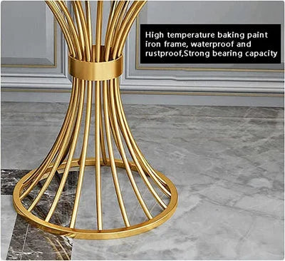 Maeve Marble Top Sofa Side Table with Golden Metal Base