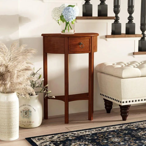 Wilfredo Tall Solid Wood End Table with Drawer and Shelf