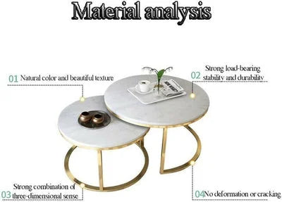 Nordic Nesting Marble Coffee Table Set of 2