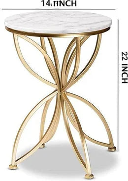 Jett Golden Flower Sofa Side Table with Italian Marble Top