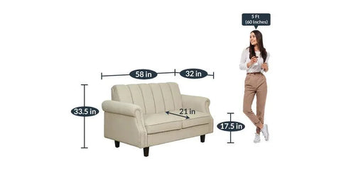 Elegant Fabric 2-Seater Sofa in Beige