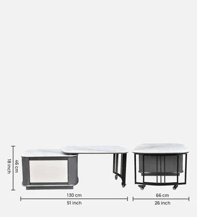 Marble Top Coffee Table in Grey with Rotatable Design