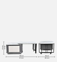 Marble Top Coffee Table in Grey with Rotatable Design