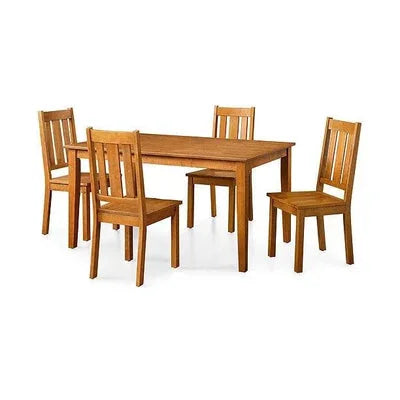 5-Piece Wooden Dining Set in Honey Finish