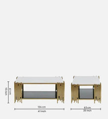 Metal Coffee Table in Golden Finish with Porcelain Top