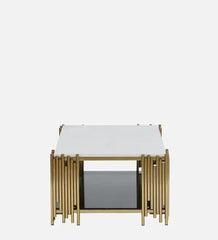 Metal Coffee Table in Golden Finish with Porcelain Top