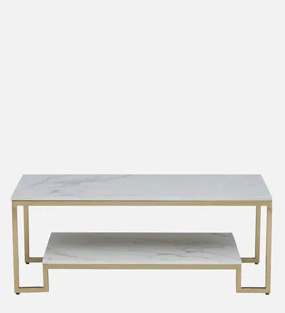 Metal Coffee Table in Brass Finish with Porcelain Top