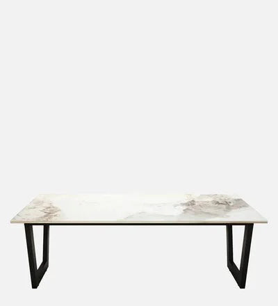 Metal Coffee Table with Multicolor Marble Top and Black Frame