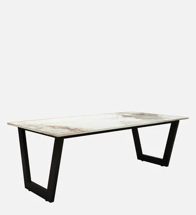 Metal Coffee Table with Multicolor Marble Top and Black Frame