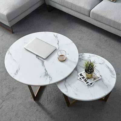 Harvey Round Marble Nesting Coffee Table Set of 2