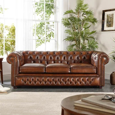 Chloe Chesterfield Sofa in Rich Brown Leatherette