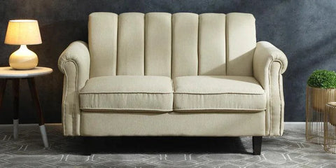 Elegant Fabric 2-Seater Sofa in Beige