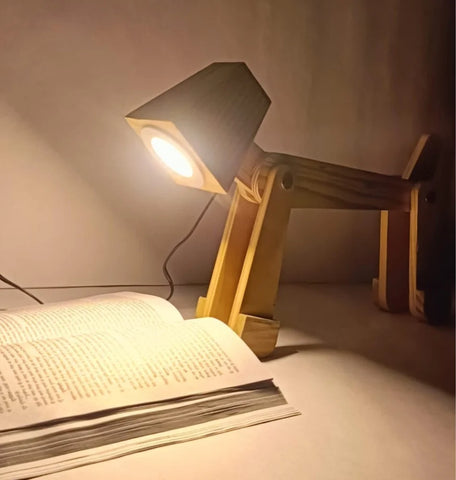 Wooden Dog-Shaped Study Lamp