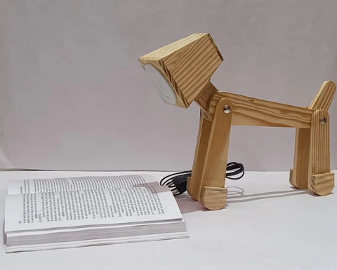 Wooden Dog-Shaped Study Lamp