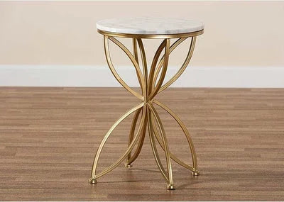 Jett Golden Flower Sofa Side Table with Italian Marble Top