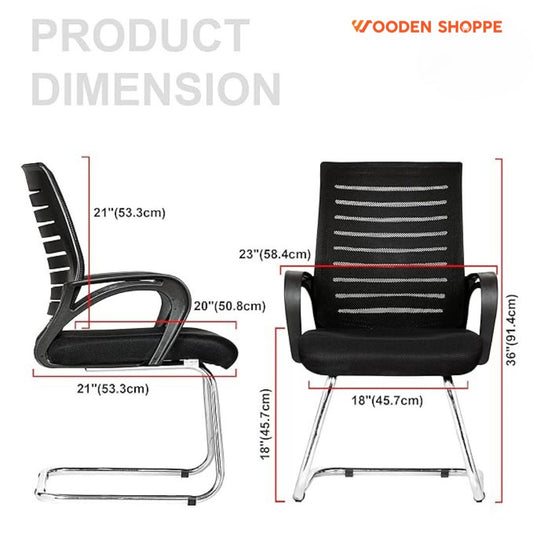 Mid Back  Mesh Office Visitor Chair With Heavy Duty Metal Frame Study (Black) (1 pc)