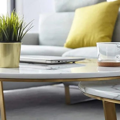 Harvey Round Marble Nesting Coffee Table Set of 2