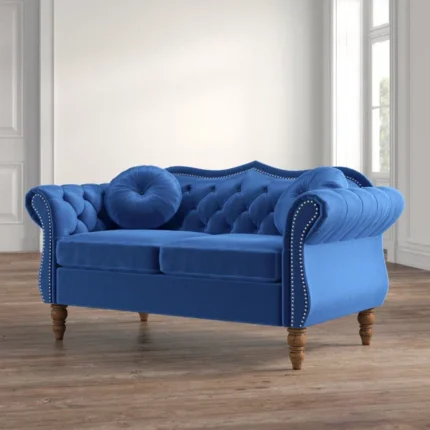 “3 Seater Velvet Sofa Set with Button Tufted Back & Rolled Arms | Modern Luxury Living Room Furniture | Soft Comfortable Couch for Home”