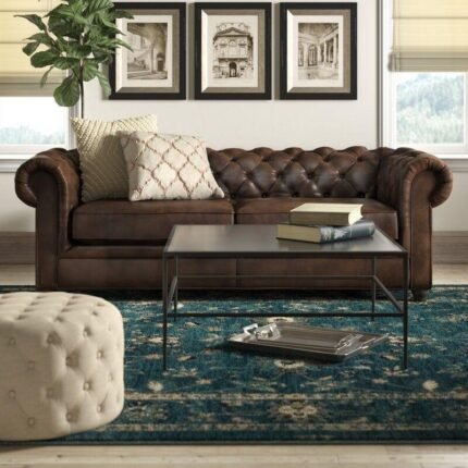 “Chesterfield Velvet Sofa with Rolled Arms & Tufted Back | Luxury 3 Seater Classic Couch for Living Room | Elegant Premium Furniture”