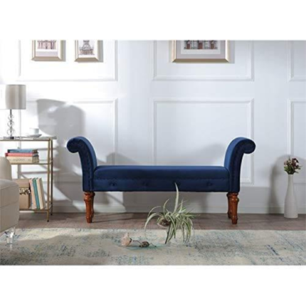 Woodenshoppe Navy Blue Roll Arm Entryway Bench