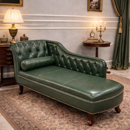 Woodenshoppe Bell Haven Leatherette Chaise Lounge with Bolster Cushion