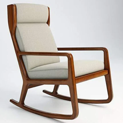 Woodenshoppe Premium Sheesham Wood Rocking Chair with Cushioned Back & Seat