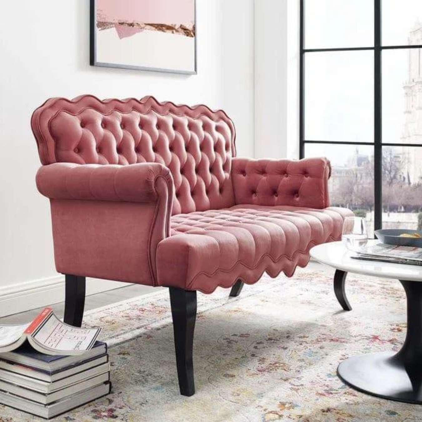Velvet Chesterfield Settee Seat (2)