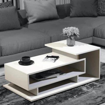 Woodenshoppe Frosty White Coffee Table for Living Room