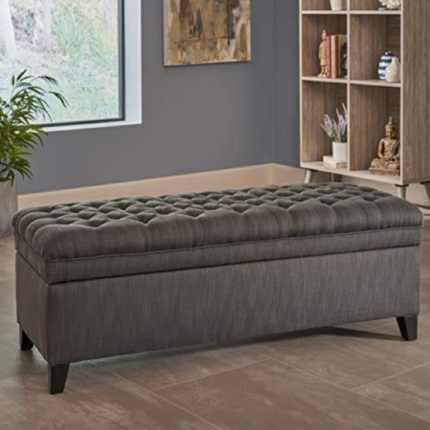 Woodenshoppe Juliana Gray Fabric Storage Ottoman