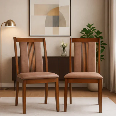 Woodenshoppe Lumiere Solid Wood Dining Chair Set of 2 – Rio Brown