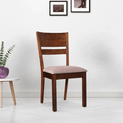 Woodenshoppe Hopton Solid Wood Dining Chair Set of 2 with Cushioned Seat – Walnut Finish